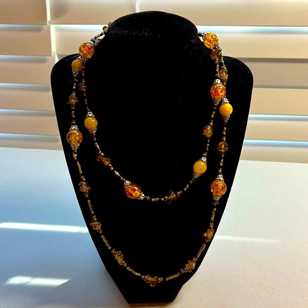 Earth tones glass bead necklace